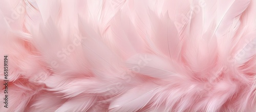 Vintage pink color trends with a delicate chicken feather texture in a isolated pastel background Copy space