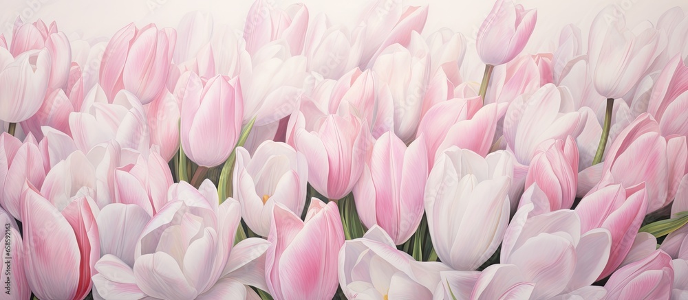 White Montblanc Pathumwan in Siam Tulip Garden isolated pastel background Copy space White Montblanc Pathumwan in Siam Tulip Garden isolated pastel background Copy space