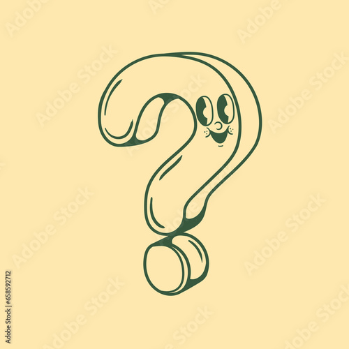 Vintage character design of a question mark