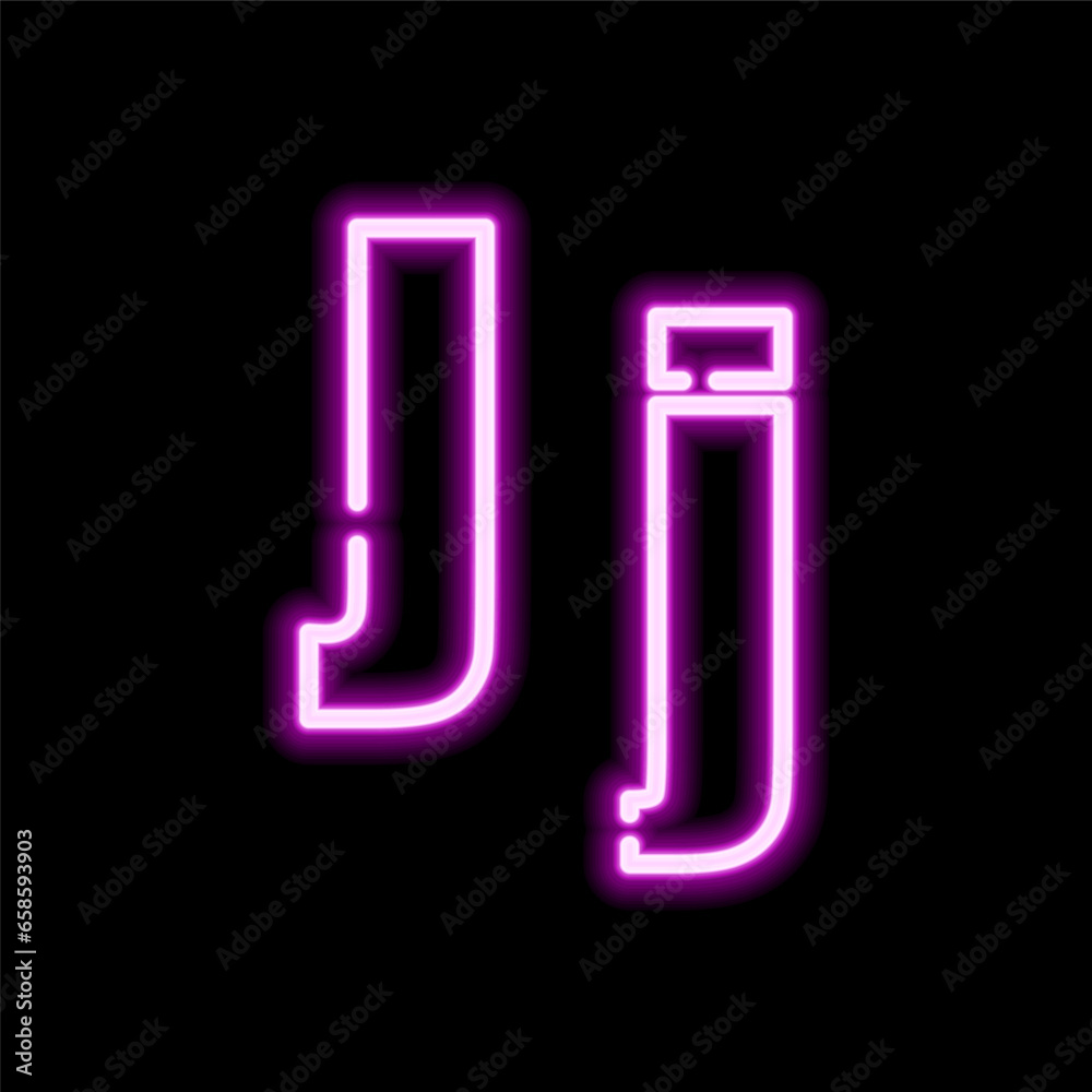 Neon letter J on dark background, vector illustration Neon letter J on dark background, vector illustration