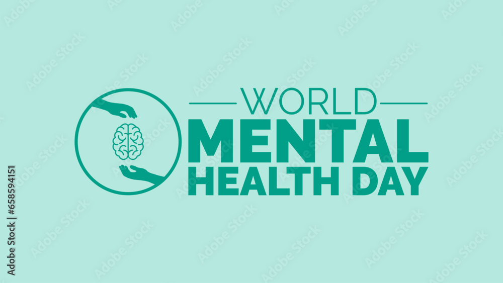 World Mental Health Day. 10 October. Template for banner, greeting card, poster background. Vector illustration