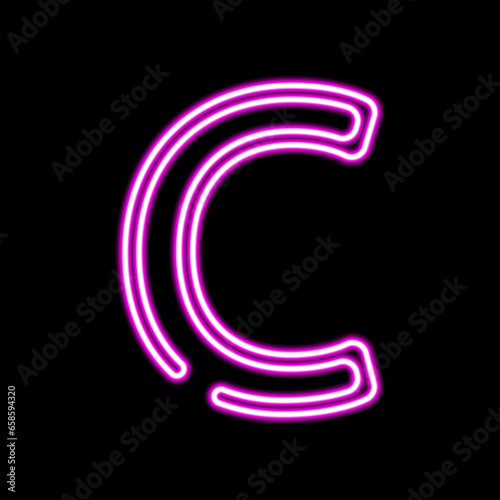 Wallpaper Mural Neon letter C on dark background, vector illustration Torontodigital.ca