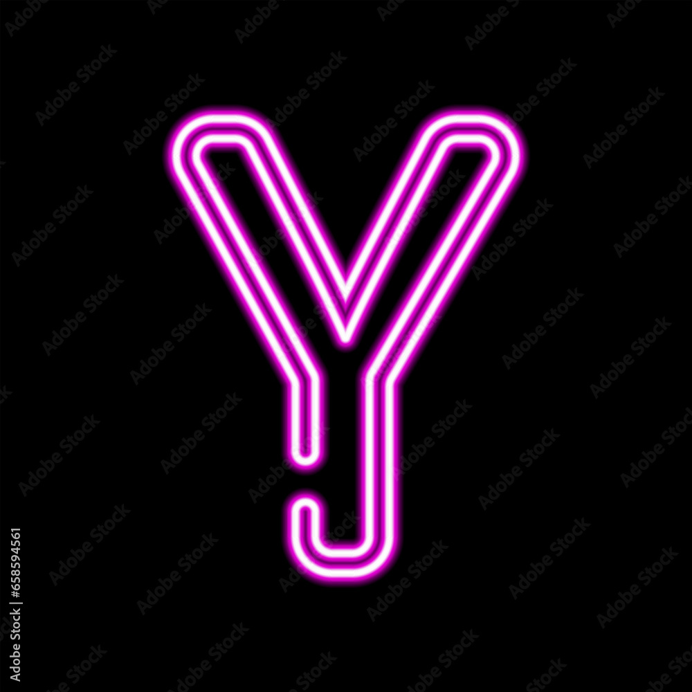 Neon letter Y on dark background, vector illustration Neon letter Y on dark background, vector illustration