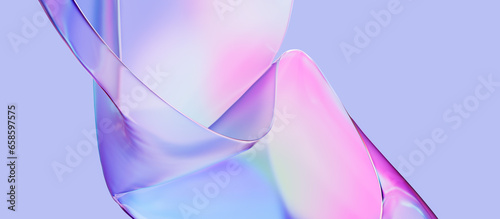 3d liquid glass multicolored gradient abstract background. 3d rendering holographic spectrum plastic texture material