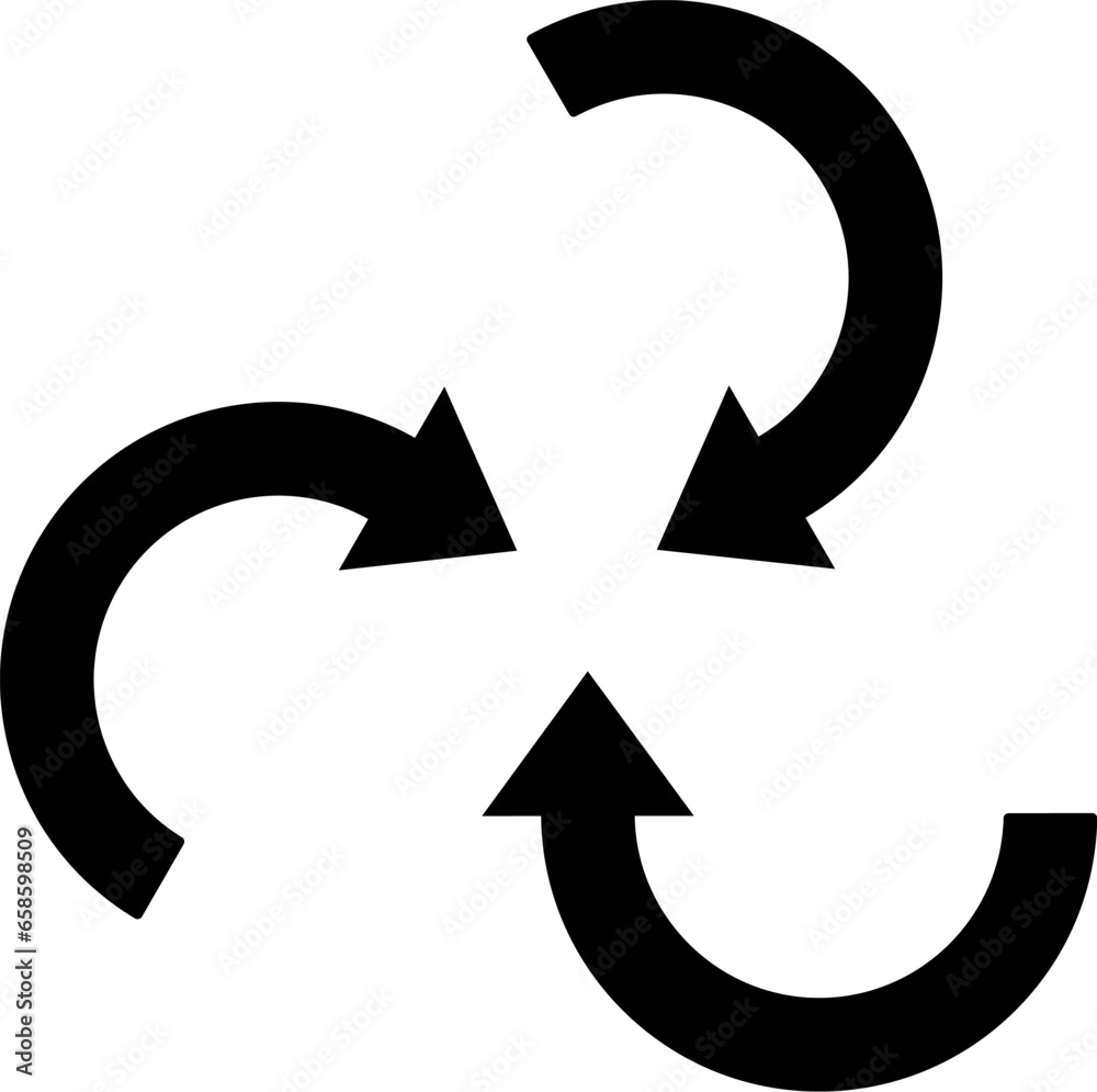 Three spiral arrows icon design. Twirl sign.