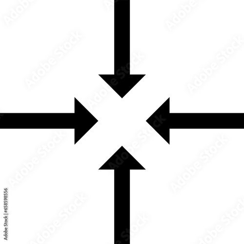 Inward icon design in flat style. Four arrows.