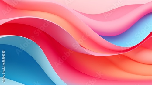 Abstract modern gradient paper cut waves background with shadow decoration. Minimal style dynamic wave pattern creative design. Cute vibrant pastel colors liquid texture element. Vector illustration