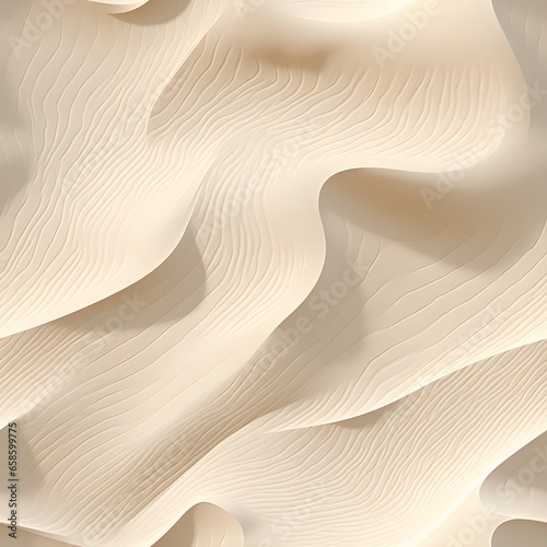 Seamless white sandy beach or desert sand dunes tileable texture. Boho chic light brown clay colored summer repeat pattern background. A high resolution 3D. Generative AI