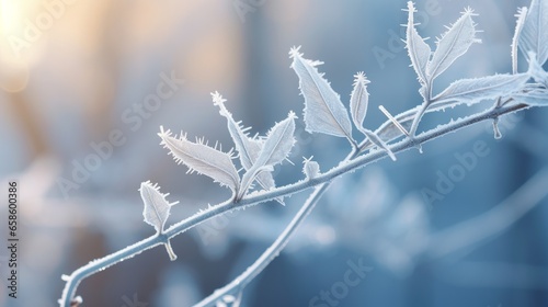 Branch covered with frost in cold season under bright sun, blurred background.-topaz-enhance.jpeg, Branch covered with frost in cold season under bright sun, blurred background photo