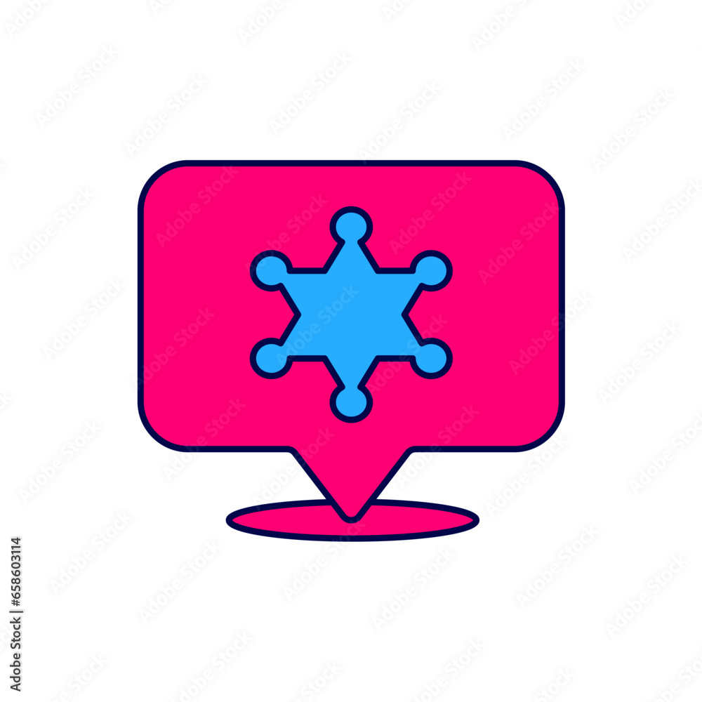 Filled outline Hexagram sheriff icon isolated on white background. Police badge icon. Vector Filled outline Hexagram sheriff icon isolated on white background. Police badge icon. Vector
