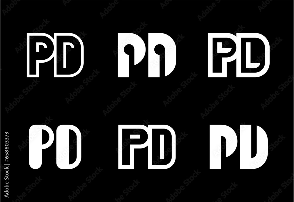 Set of letter PD logos. Abstract logos collection with letters. Geometrical abstract logos Set of letter PD logos. Abstract logos collection with letters. Geometrical abstract logos