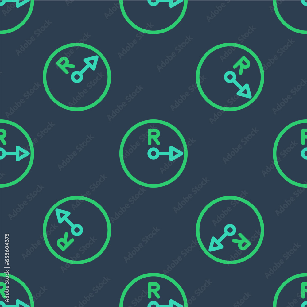 Line Radius icon isolated seamless pattern on blue background. Vector Line Radius icon isolated seamless pattern on blue background. Vector