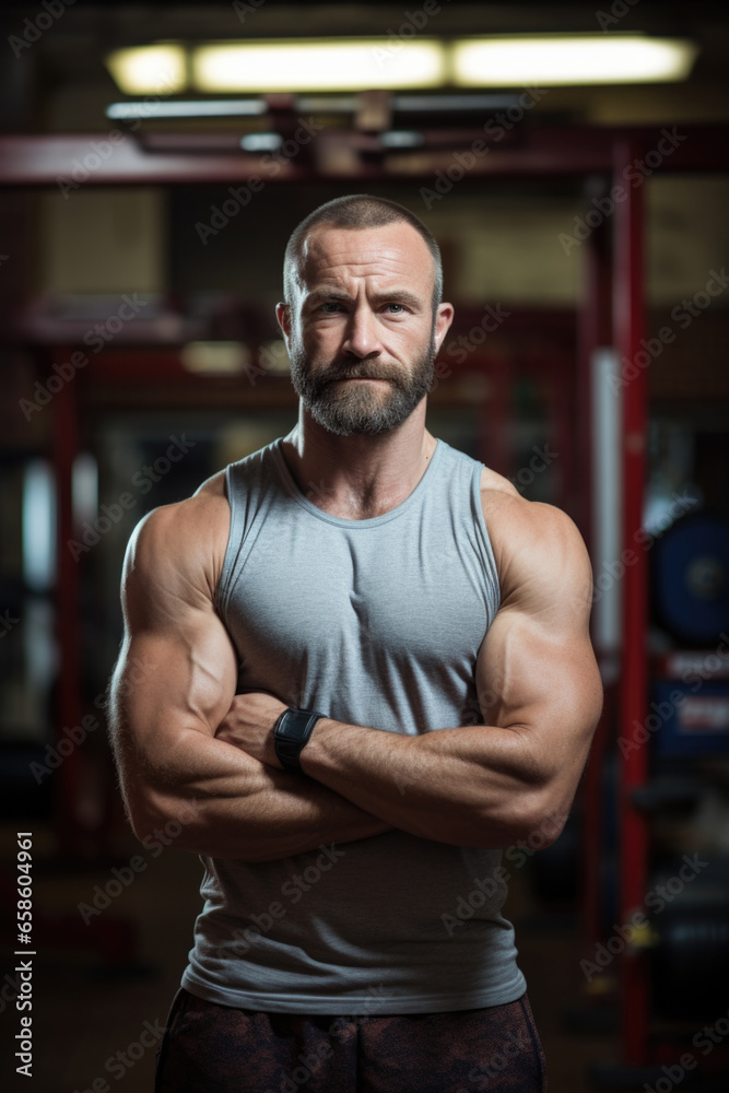 Fototapeta premium Determined man in workout gear