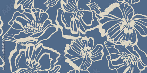 Seamless floral pattern beautiful flowers vector. Abstract pattern. Modern design template. Hand drawn style.
