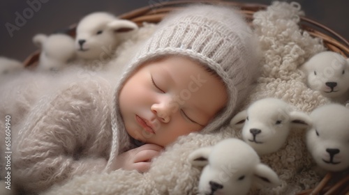 Newborn baby wrapped in knitted coziness, embodying comfort and security.