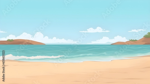 drawing of a deserted beach on a clear day