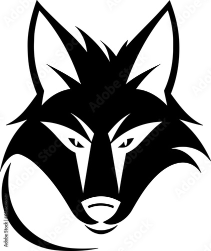 A vector line art concept in black and white showcasing a simple and elegant fox logo. EPS-10