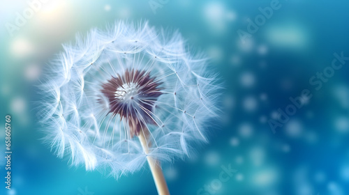 beautiful faded faded dandelion closeup on a blurred background with space for text