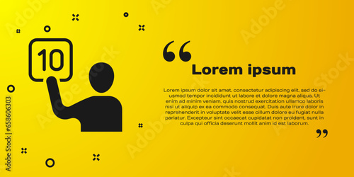 Black Assessment of judges icon isolated on yellow background. Vector