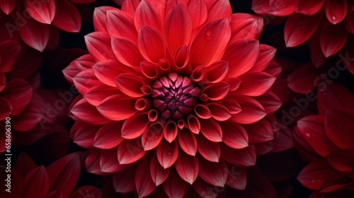Red dahlia flower, Close up, Generative AI © AIExplosion