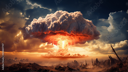 atomic bomb explosion at sunset