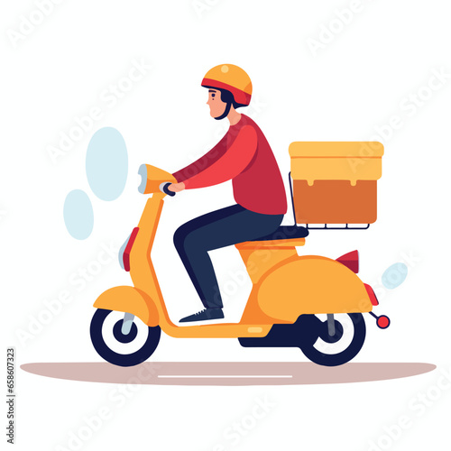 Delivery scooter bike flat vector illustration