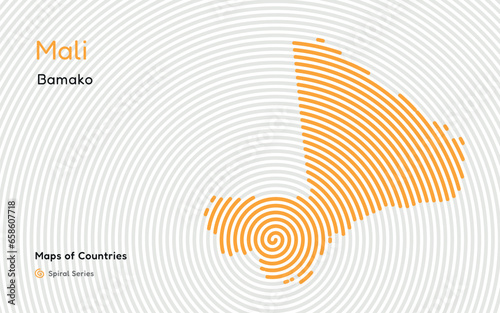Creative map of Mali Political map. Capital Bamako. World Countries vector maps series. Spiral fingerprint series