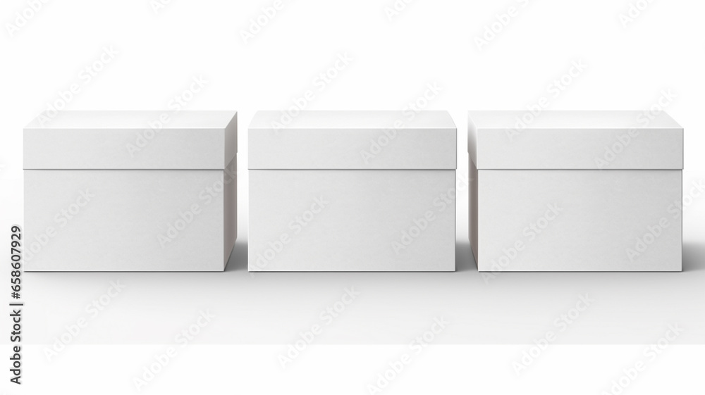 White boxes isolated on white background. 3D illustration. 3D rendering. generativa IA