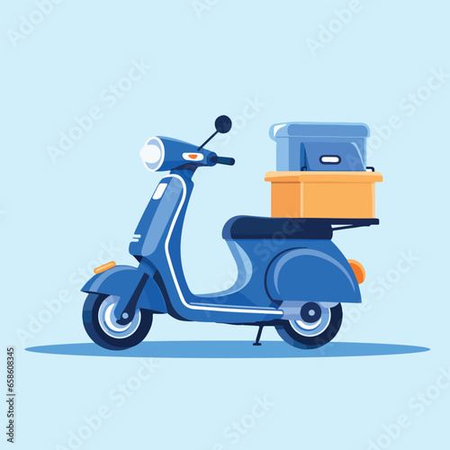 Delivery scooter bike flat vector illustration