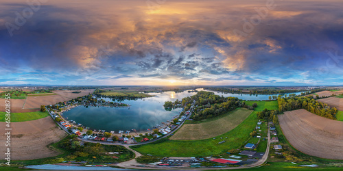 lake eicher see in germany 360° x 180° equirectangular aerial environment horizontal and vertical seamless