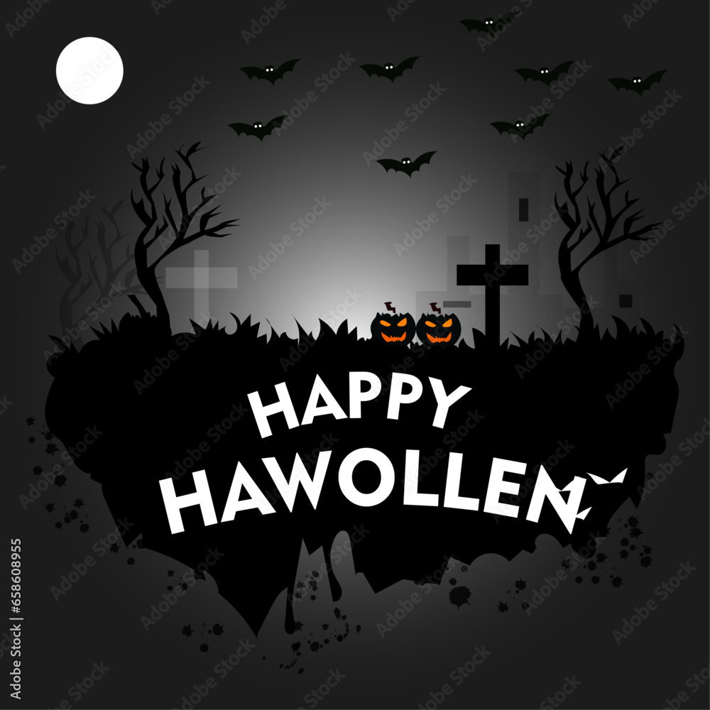 Happy Halloween Horror Festival Hand drawn illustration, creative design, party card 