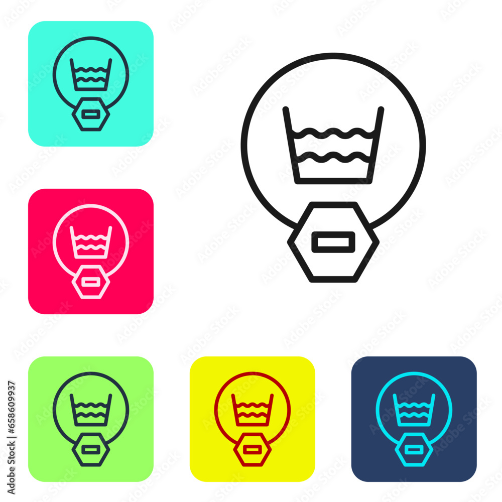 Black line Delicate wash icon isolated on white background. Set icons in color square buttons. Vector Black line Delicate wash icon isolated on white background. Set icons in color square buttons. Vector