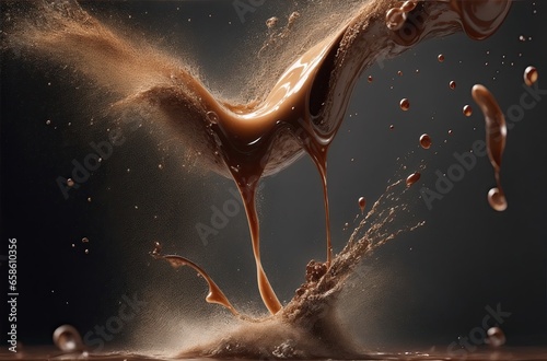 Explosion of coffee splash on black background