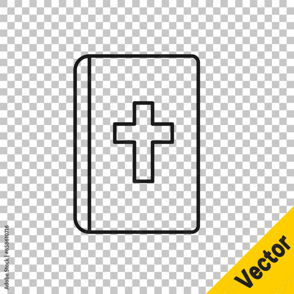 Black line Holy bible book icon isolated on transparent background. Vector Black line Holy bible book icon isolated on transparent background. Vector