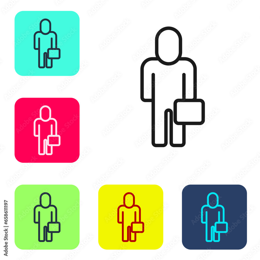 Black line Businessman icon isolated on white background. Business avatar symbol user profile icon. Male user sign. Set icons in color square buttons. Vector Black line Businessman icon isolated on white background. Business avatar symbol user profile icon. Male user sign. Set icons in color square buttons. Vector