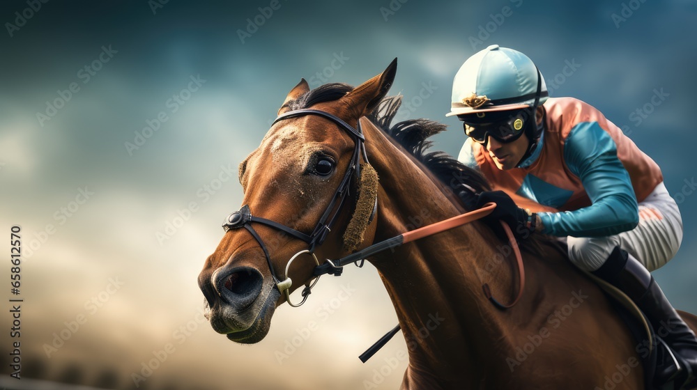 Fototapeta premium Horse racing, AI generated Image