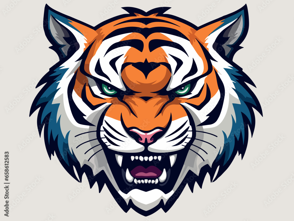 Angry tiger esport logo vector illustration with isolated background Angry tiger esport logo vector illustration with isolated background