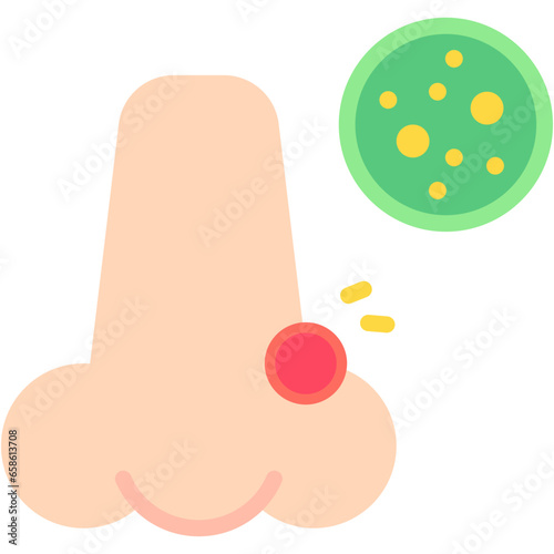 Vector Icon Nose, Pimple, Acne, Dermatology, Skincare, Healthcare And Medical