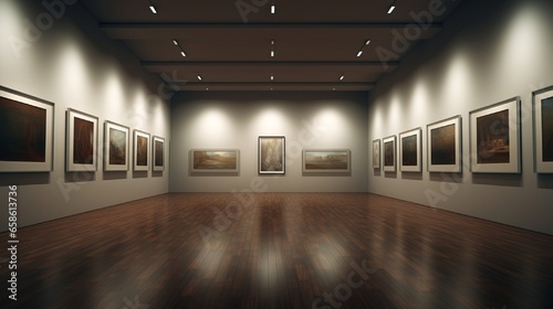 A contemporary art gallery with empty frames, awaiting masterpieces.