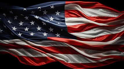 american flag isolated on black background