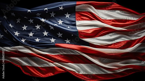 american flag isolated on black background