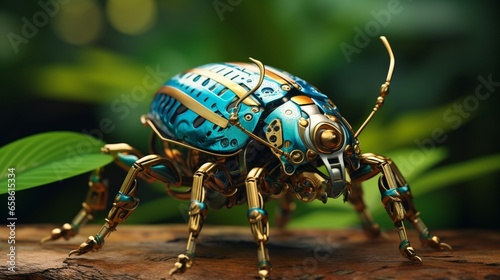 digital masterpiece showcasing a beetle's intricate exoskeleton in fine detail