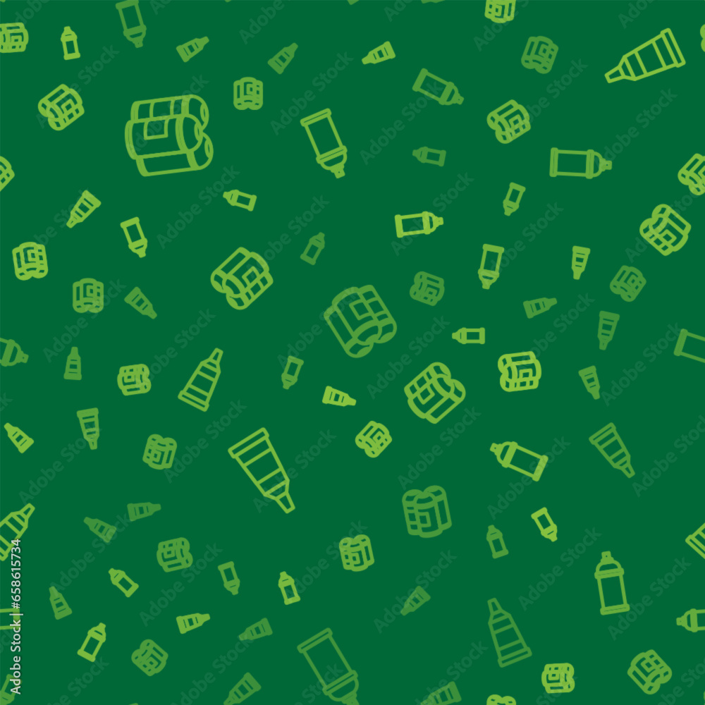 Set line Paint spray can, Tube with paint palette and on seamless pattern. Vector Set line Paint spray can, Tube with paint palette and on seamless pattern. Vector
