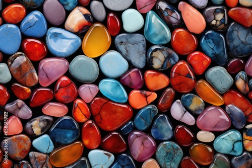 A close-up photograph showcasing a variety of different colored rocks. This image can be used to add a vibrant and natural touch to various projects.