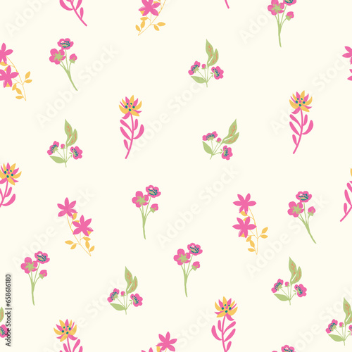 seamless  spaced out  floral pattern  flowers in bunches  clusters