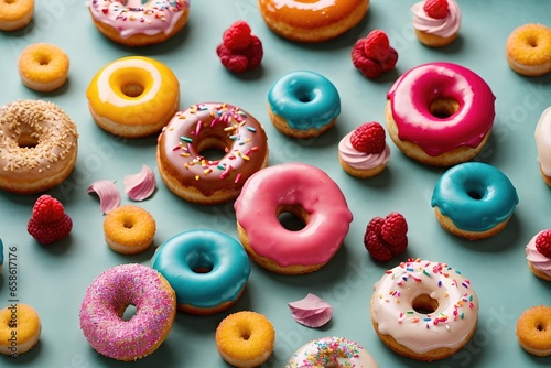 Colorful, Delicious Doughnuts Delights photo