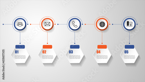 infographic template with 5 steps or options. Vector