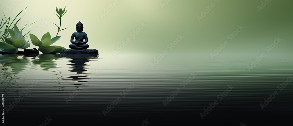 Scene of zen aesthetics, empty space, well-being, relaxation, harmony and visual balance Scene of zen aesthetics, empty space, well-being, relaxation, harmony and visual balance
