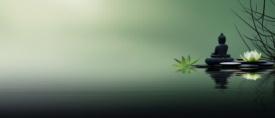 Deken met foto Zen Panoramische zen illustratie diepe rust en stilte  © IonelV