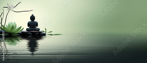 Harmonious Zen illustration, deep feeling of relaxation and well-being, empty text space